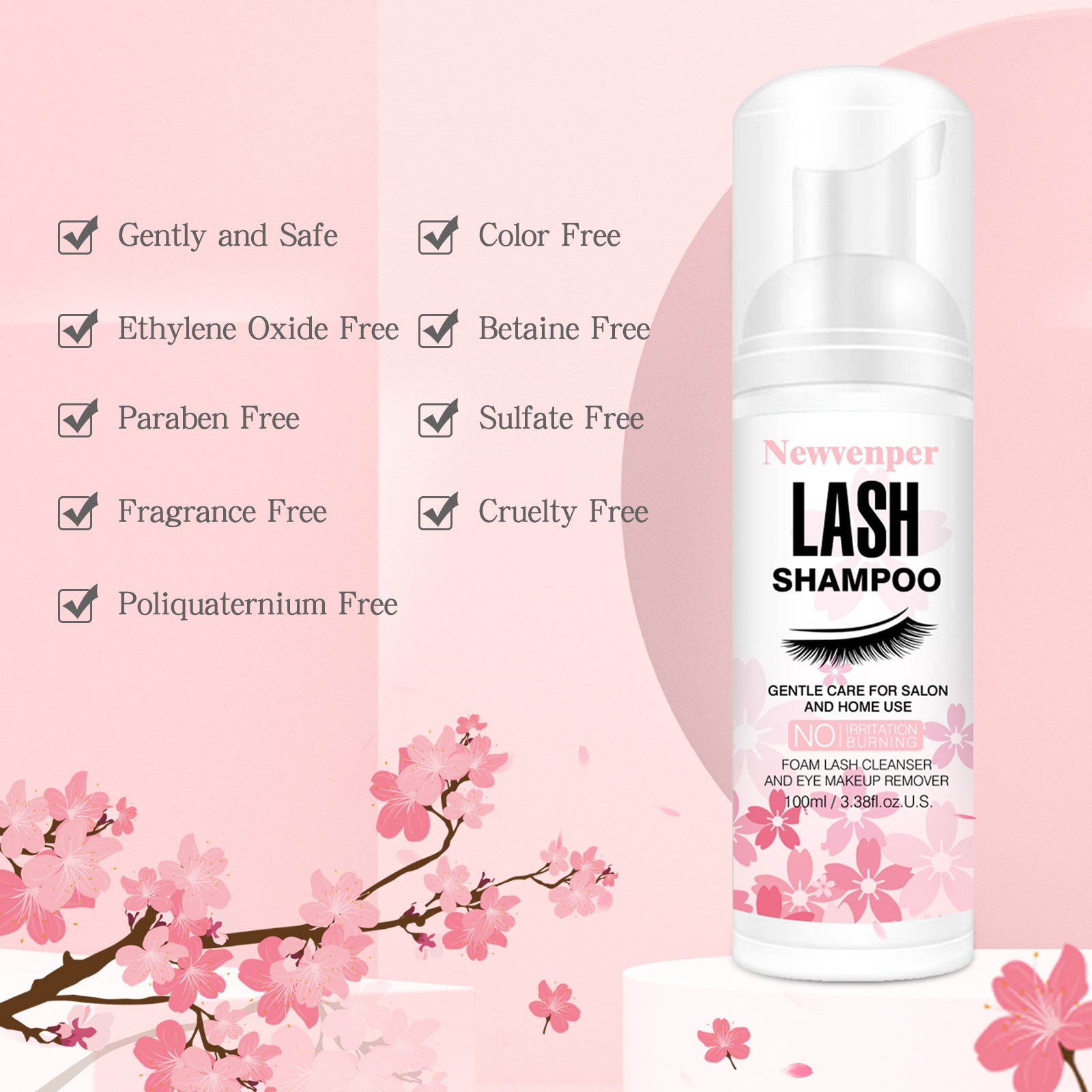 Deep-Cleaning Mousse For Grafted Lashes Oil-Removing Cleansing Mousse