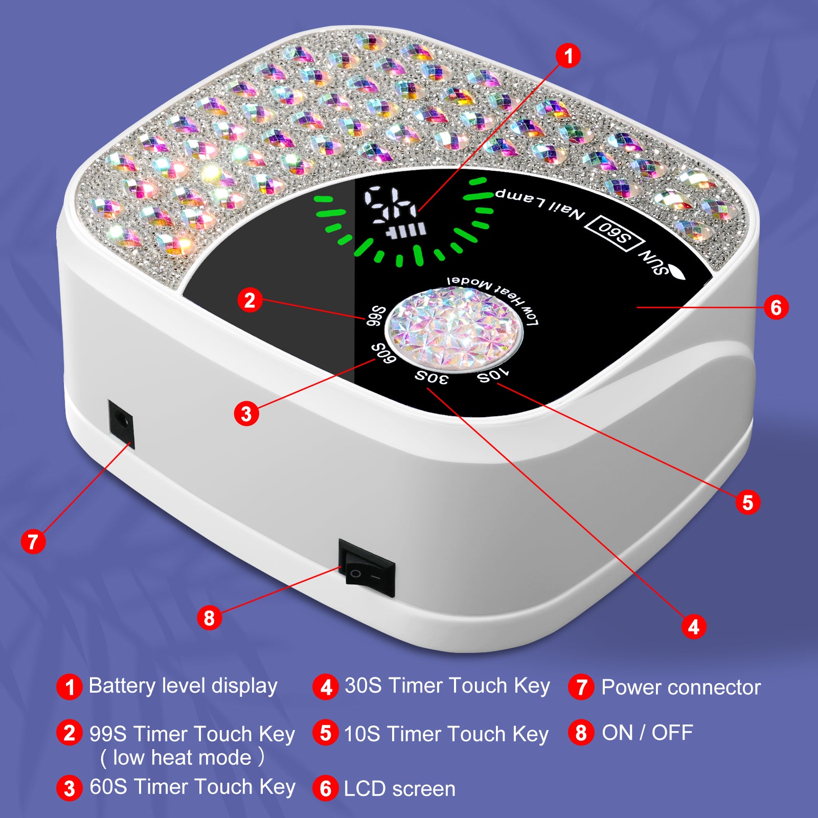 UVProfessional  LED Nail Lamp For Gel Nails, Cordless Nail Lamp Rechargeable Nail Dryer For Gel Polish, UV Curing Light With 4 Timer & Automatic Sensor, UV Light Lamp For Nail Art Salon At Home