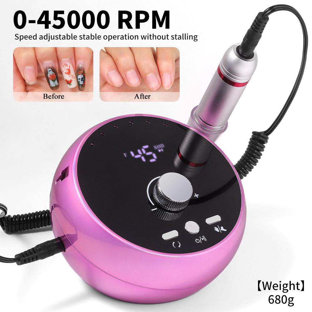 45000RPM Professional Electric Nail Drill Manicure Machine Low Noise Nails Sander Set Portable Nail Drill Tools, Used For Sanding And Polishing, Suitable For Use In Both Home And Salon Settings.