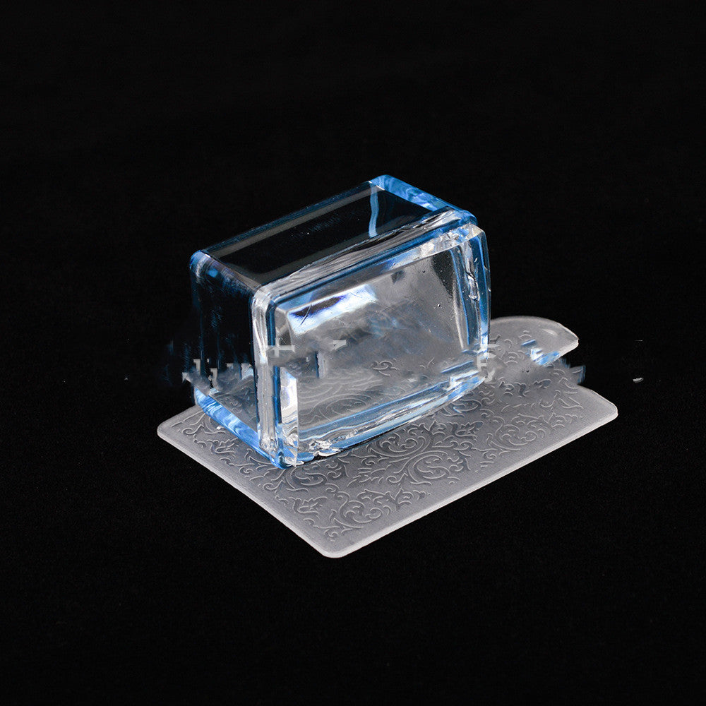 Rectangle Jelly Silicone Nail Stamper Scraper Clear Red Blue Nail Art Template For Printing French Nails Manicure
