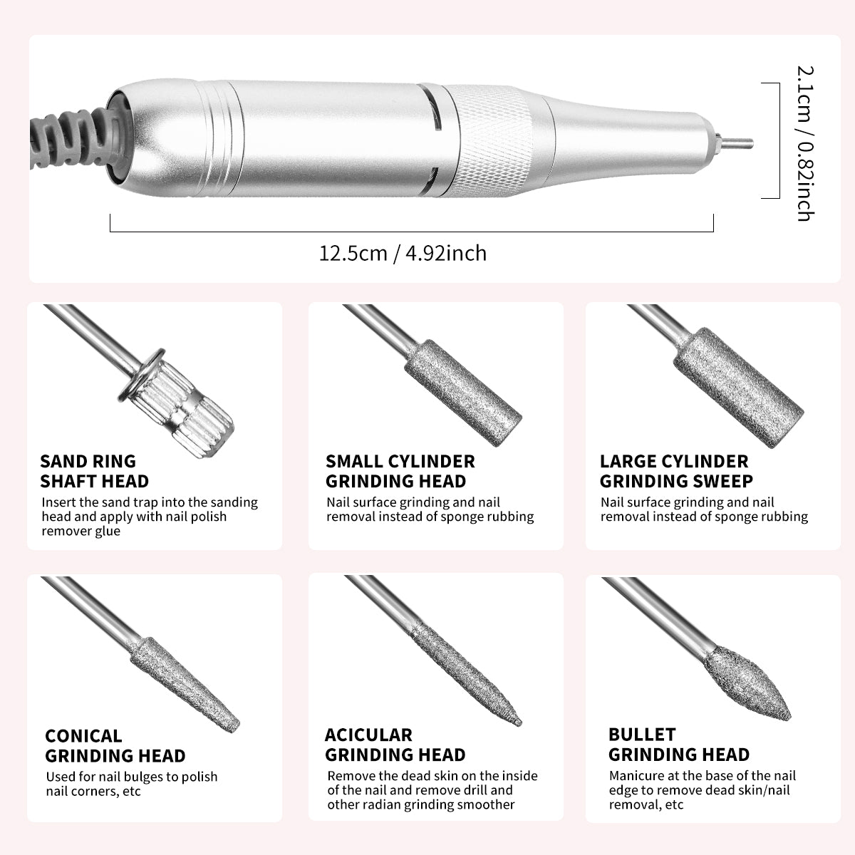 Electric Nail Drill - 45000RPM Portable Nail Drill-Rechargeable Nail E-File Kit With 6 Bits & Base-LED Screen-Ultra-Silent, Rechargeable Nail Drills Machine For Acrylic Nails Gel Polishing