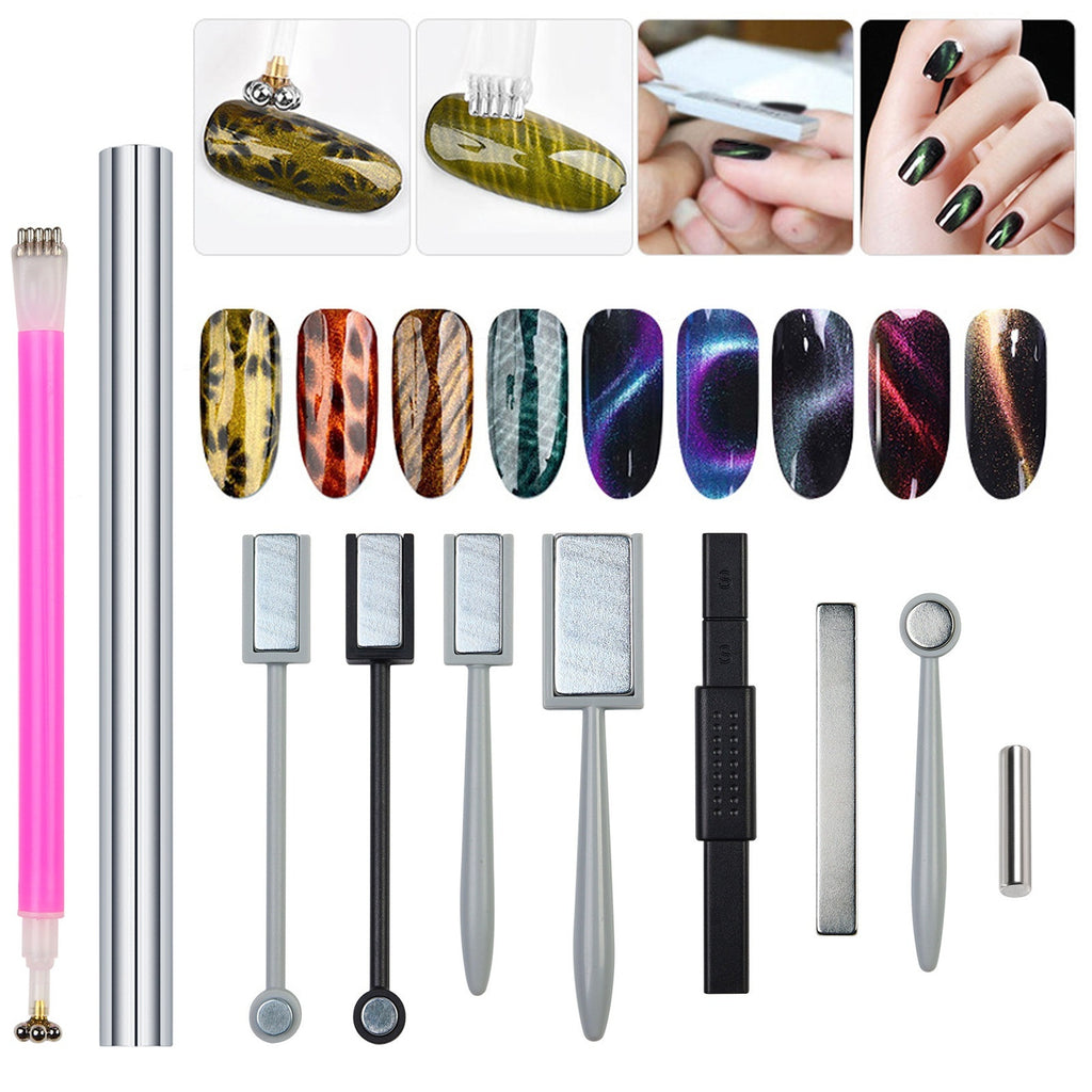 Manicure Crystal Cat Eye Thickened Cylindrical Magnet Pen