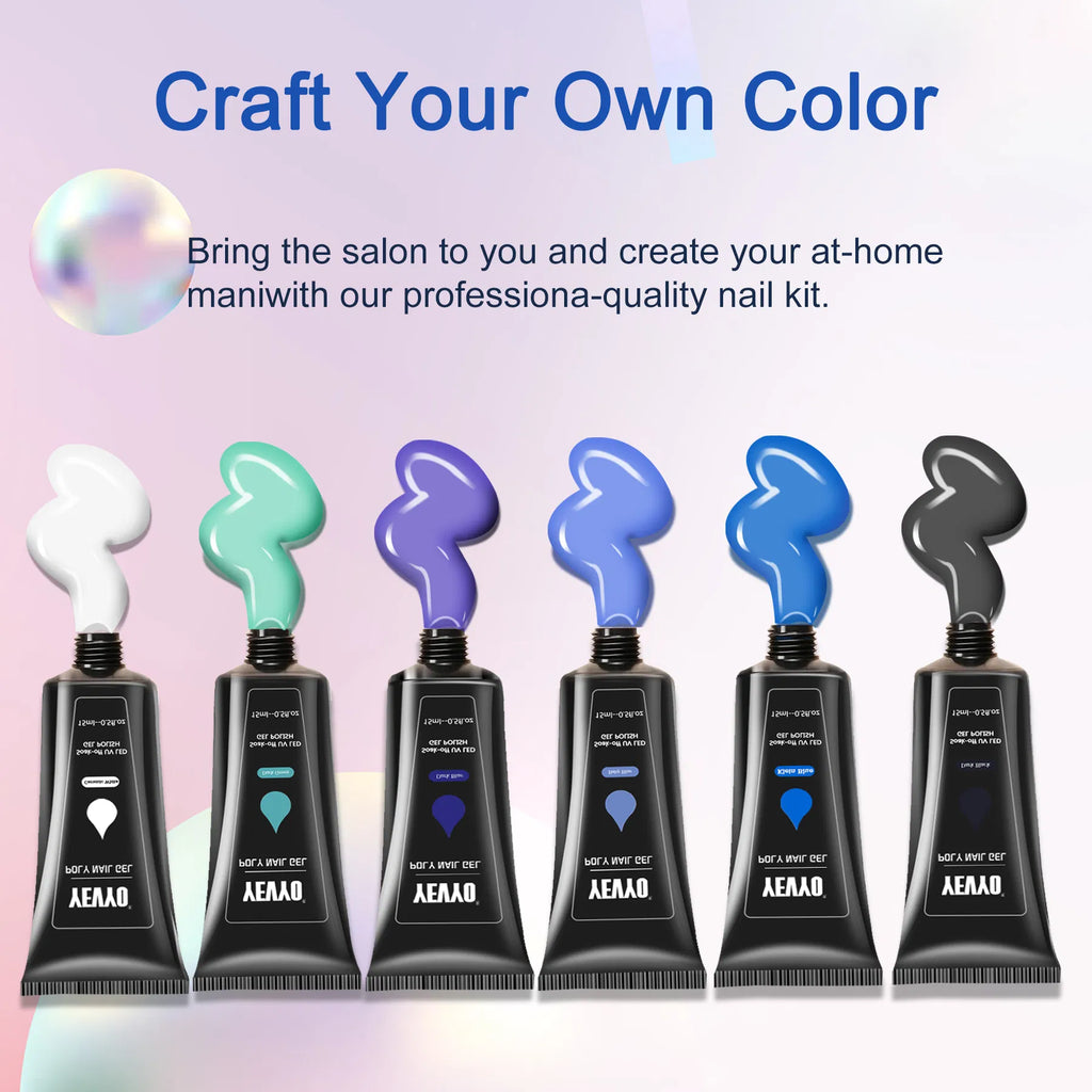 6 PCS Polygel Nail Kit With UV Nail Lamp, Slip Solution, Top Base Coat, Builder Nails Art Tools For Beginners
