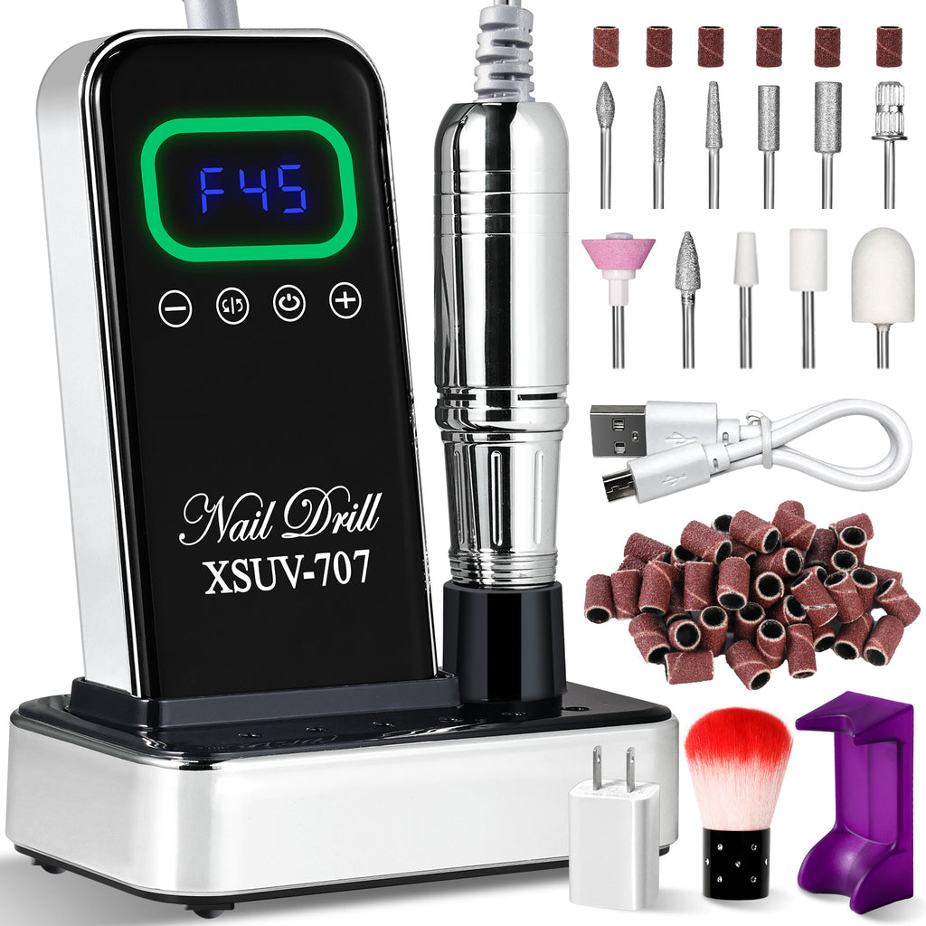 Cordless Nail Drill 45000 RPM, Rechargeable Electric Nail File Kit For Acrylic Gel Polishing Removing, Nail Drill Kit With Bits & Base, Portable Nail E-File Machine For Manicure Pedicure Salon