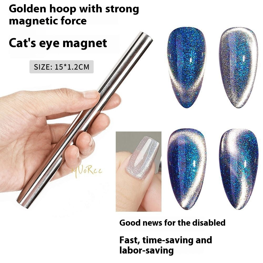 Manicure Crystal Cat Eye Thickened Cylindrical Magnet Pen