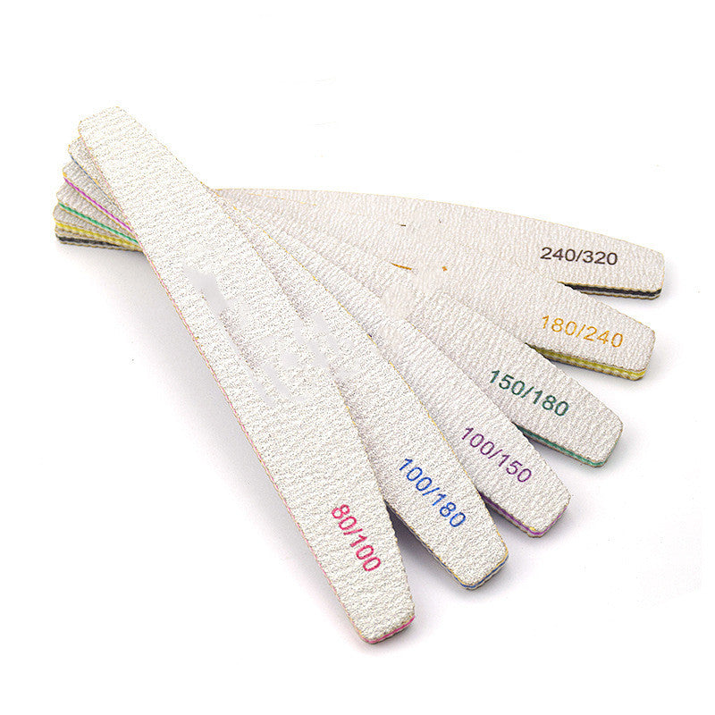 Double-sided Half-moon Shaped Gray And White File Strip Double-sided Manicure
