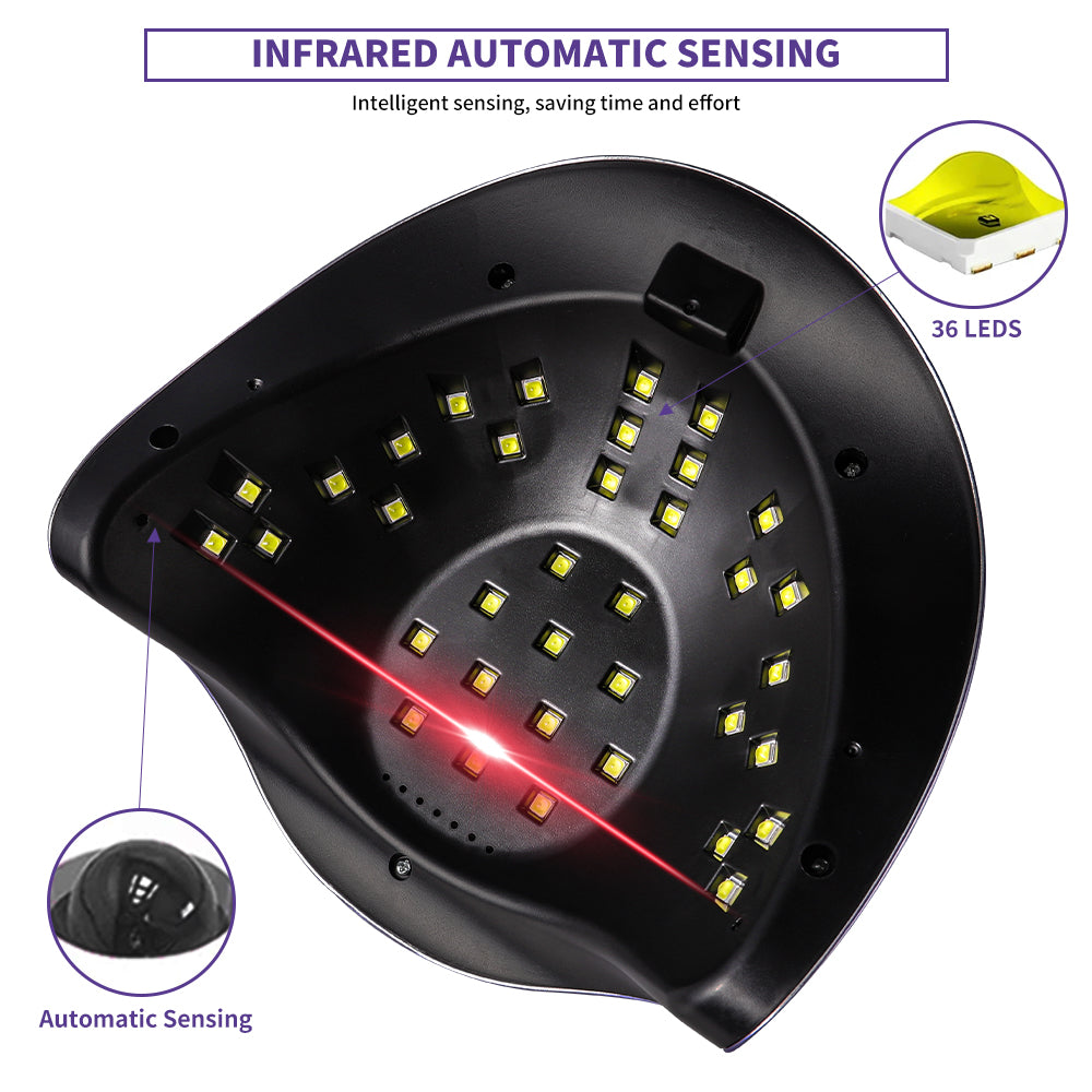 Nail Lamp, Nail Lamp Nail Dryer For All Gel Polish Fast Curing With 4 Timers Removable Base Large Space Automatic Nails Equipment