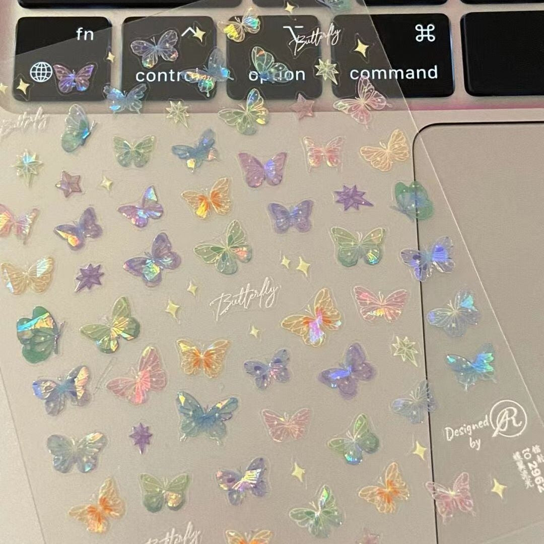 Butterfly Wing Streamer Laser Sticker Advanced Relief Manicure