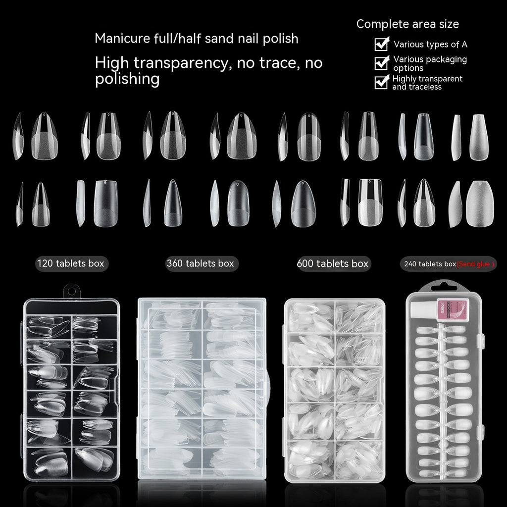 High Quality Transparent Seamless Square Long Ballet Frosted Fake Nails
