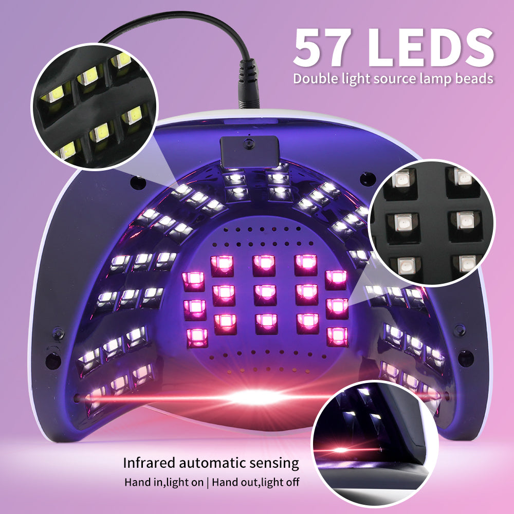 UV LED Nail Lamp, Professional UV Nail Dryer Light For Gel Nails With 57 Beads, Fast Curing Gel Polish Lamp Auto Sensor 4 Timer Setting, Nail Art Drying Tools For Fingernail And Toenail