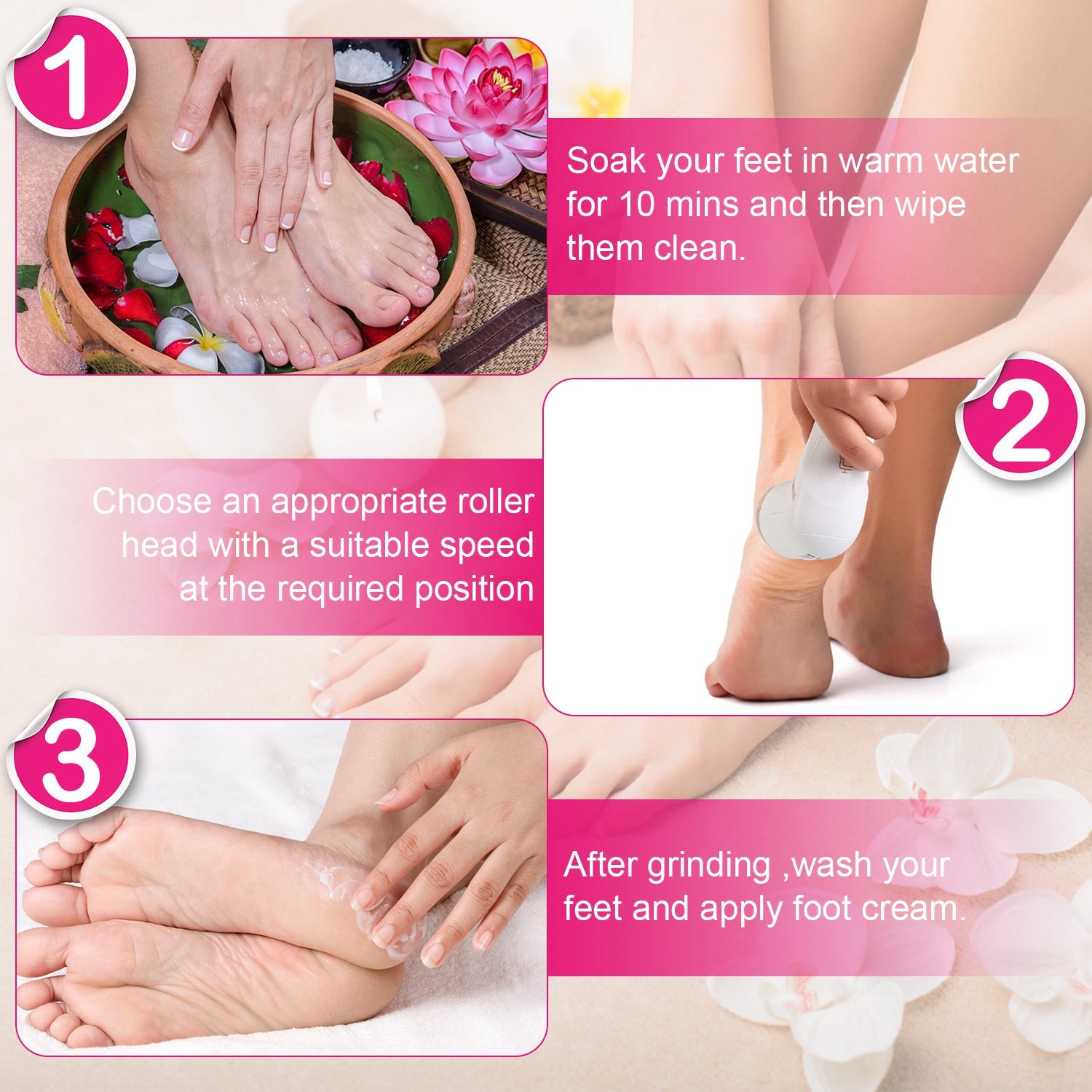 17Pcs Electric Foot Callus Remover With Vacuum Foot Grinder Rechargeable Foot File Dead Skin Pedicure Machine With 3 Grinding Heads 2 Speeds Foot Care Tool