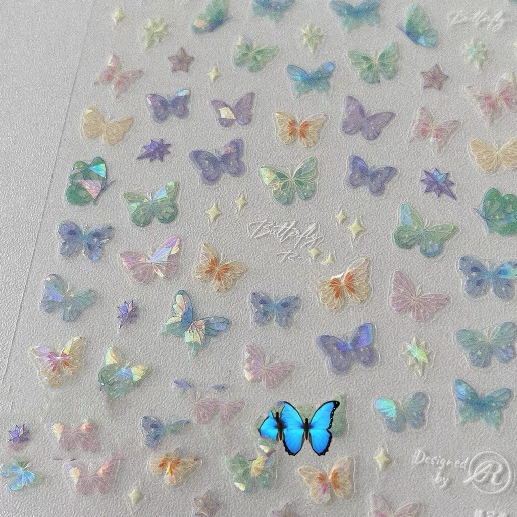 Butterfly Wing Streamer Laser Sticker Advanced Relief Manicure